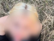 Hot blonde with natural tits gave a blowjob right on the street 12/16