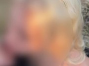 Hot blonde with natural tits gave a blowjob right on the street 8/16