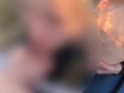 Hot blonde with natural tits gave a blowjob right on the street 9/16