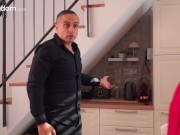 A husband caught his wife cheating with her personal trainer. Threesome 1/16