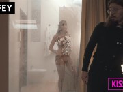 Birthday Gift for Cuck Husband: Hot Wifey Fucks Handyman in Hotel in Front Hubby Holds Hand and Hair 4/16