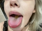 Cruel Tattoed Giantess Plays With Tiny You and Swallows!  Watch her rub her belly after digestion 😏 11/16