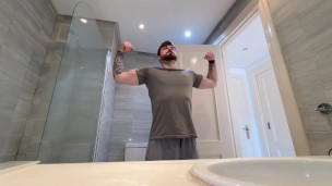 unaware muscular giant cock & ass crush