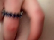 Hot milf masturbates in parking lot, pussy close up, fingering