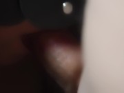 CLOSE UP: Sensual blowjob ends in big cumshot - side view 11/16