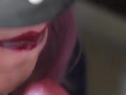 CLOSE UP: Sensual blowjob ends in big cumshot - side view 14/16