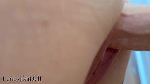 Crazy mirror Squirt with my Giant dildo – I scream OMG! 💋💦 Lenushka Doll