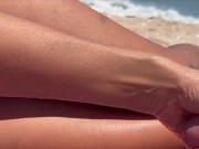 15 milf Sneaky side HJ on public beach 4/16