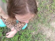 Inexperienced sucks cock in the forest and pisses 8/16