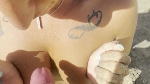 On The Desert🥵 Sucking His FAT COCK Till He CUMS In My Small Tits💦