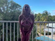 A solo with sex toy from a sexy blond in a tropical hotel room 2/16