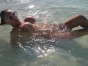 Monika Fox Posing In White Bikini On Beach 5/16