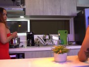 Big ass stepmother teaches modeling to her rebellious stepson in the kitchen 1/16