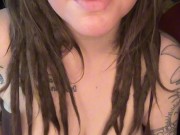 Smoking Brunette Plays With Her Titties