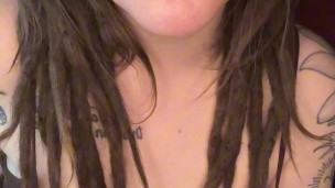 Smoking Brunette Plays With Her Titties