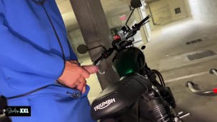 Monster cock cum in the parking
