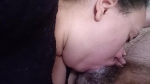 He shoves the whore's throat hard onto the shaft of his hard cock, making the whore choke with lust