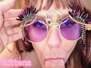 Massive cumshot on her hot face and mouth after incredible blowjob 2/16