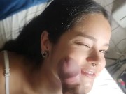 Lunah Blanc moans as she swallows me to ride the big dick 14/16