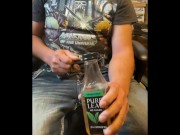 Urgent and desperate need to piss while doing computer work ( I desperately piss in tea bottle) 16/16