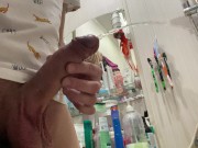 Morning pissing of uncircumcised penis in the bathroom 13/16