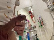 Morning pissing of uncircumcised penis in the bathroom 14/16