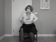 Mature busty teacher fucks her holes to orgasm.