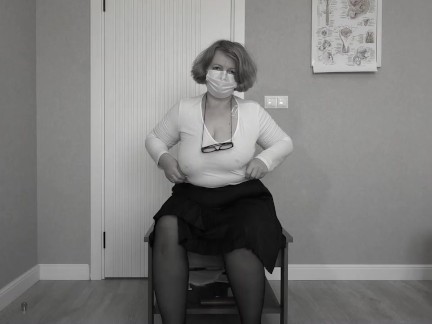 Mature busty teacher fucks her holes to orgasm.