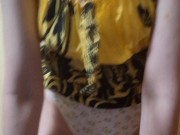 I unseal the pad, put it in my panties and put on tights and a dress. Rustling 12/16