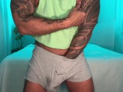 Hot feeling of my balls being pulled by the weight of my ball stretcher jerking off until cum 10/16