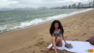 Babe Can I Cum On Your Tits? - Public Cock Flashing On The Beach