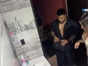 Lucky day for the plumber. He finds me in a short dress and very horny. I swallow his cum! 1/16