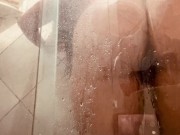 Girl being filmed while taking a shower, showing off her hairy pussy.  What she likes to do most is 9/16