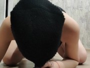 Masked student sloppily deepthroats huge black dildo, dreaming of BBC 15/16