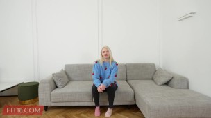Fit18 - Amber Kawaii - Casting Tall Blonde German In White Bodysuit - 60FPS POV