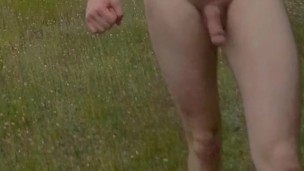 Young Naturist: A Man Walks Completely Naked in the Morning (Polish Man in the Village)