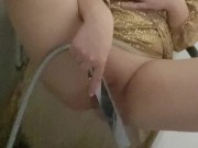 WHITE GIRL WITH BIG BOOBS AFTER PARTY MASTURBATE HER PINK PUSSY IN SHOWER - MILF- ARABIAN SNOWWHITE 8/16