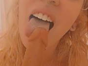 Kitten gives dildo head in the shower hot and steamy 12/16