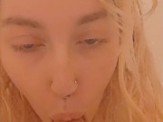 Kitten gives dildo head in the shower hot and steamy 4/16