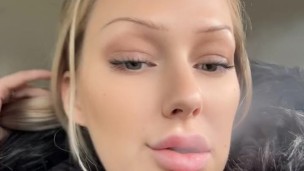 Blonde smoking a cigarette in the car - @OgYennefer