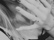 Young student fucks dildo hard, cum in mouth, black and white! 13/16