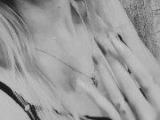 Young student fucks dildo hard, cum in mouth, black and white! 16/16