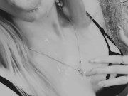 Young student fucks dildo hard, cum in mouth, black and white! 4/16