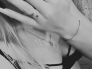 Young student fucks dildo hard, cum in mouth, black and white! 8/16