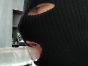 Young student shows body, dripping wet, deepthroats dildo to balls 14/16