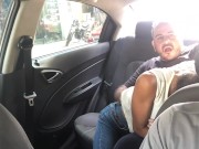 horny couple fuck in the uber car. 16/16