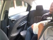 horny couple fuck in the uber car. 2/16