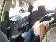 horny couple fuck in the uber car. 4/16