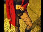 Showing off on the street in transparent clothes 14/16