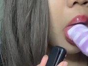 Asian Girl's Cleavage Sucking Ice Cream ASMR 10/16